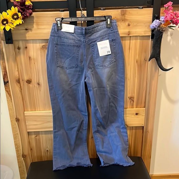 Zenana Outfitters Wide Leg Crop Jeans in Dark Blue - Picture 8 of 12